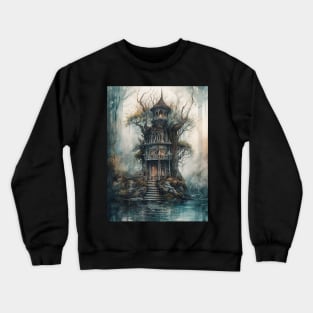 Gothic Futurism House in the Old Ancient Woods Crewneck Sweatshirt